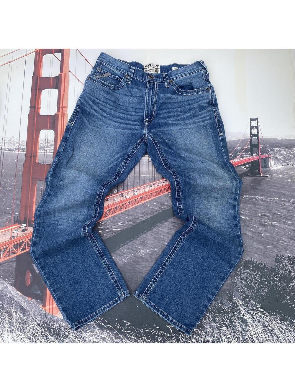 Ariat M5 Marston Men’s Sz 35x36 Straight Fit Leg Jeans Blue Denim Cowboy Western